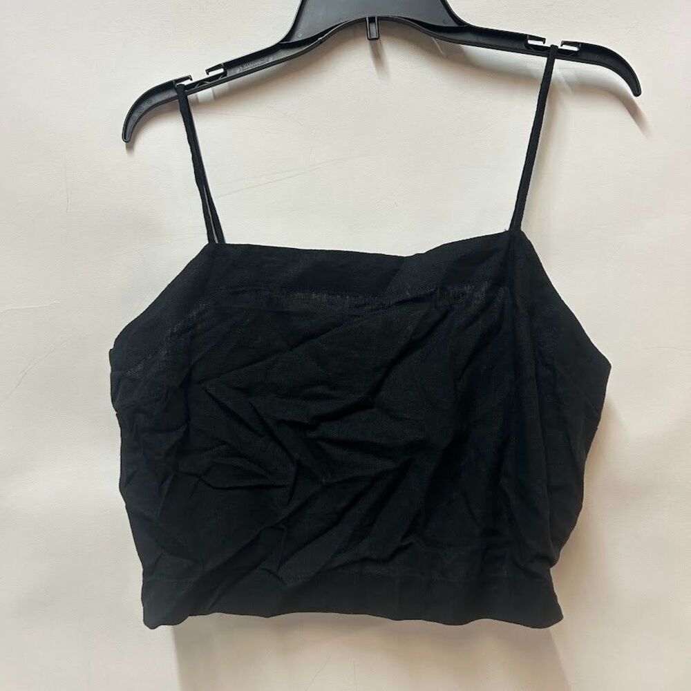Cotton On Womens 12 Black Haven Tie Back Cropped Tank Top NWT CI16